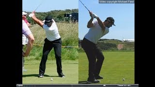 Jon Rahm golf swing  Long Iron faceon amp downtheline July 2017 [upl. by Alfons]