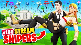 We TRY TO SURVIVE vs 100 Stream Snipers at THE AGENCY Fortnite [upl. by Ikkim127]