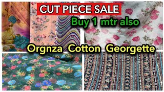 Cut Piece Sale on Organza Cotton Georgette  Crepe  Katran Market  Shwetadhiraj [upl. by Soneson]