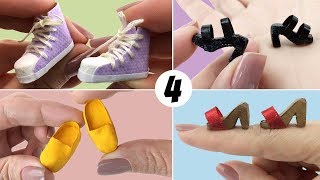 4 Sapatos fáceis de fazer para Boneca Barbie  DIY Miniatura [upl. by Gamali]