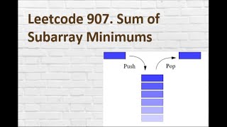 Leetcode 907 Sum of Subarray Minimums [upl. by Dressler828]