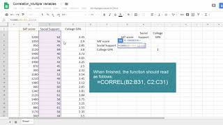 Correlation in Google Sheets  Multiple Variables [upl. by Alain]