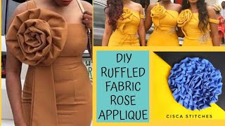 DIY TRENDY RUFFLE ROSEROSETTE FOR SLEEVES DRESSES  TRENDY RUFFLE SLEEVE  CISCA STITCHES [upl. by Hulton]