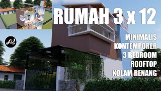 rumah 3x12  rumah minimalis kontemporer  desain split level [upl. by Durward]