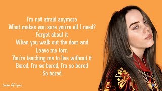 Billie Eilish  Bored Lyrics [upl. by Mira479]