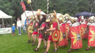 Roman Reenactment at the Amphitheatre in Caerleon Marching In [upl. by Anomas]