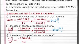 CHEM 201 Kinetics  Calculating Instantaneous Rates [upl. by Onil8]