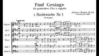 Johannes Brahms  5 Partsongs GESÄNGE for mixed chorus Op 104 1888 [upl. by Katlin]