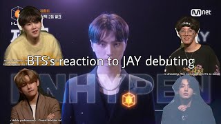 English subtitle BTSs reaction to ENHYPENs JAY debuting [upl. by Ijuy]