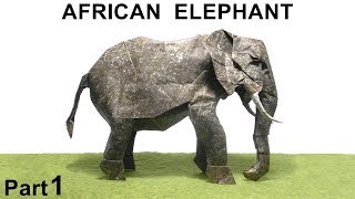 Origami African Elephant tutorial Shuki Kato part 1 折り紙 アフリカゾウ Afrikanischer Elefant elefante [upl. by Rhu]