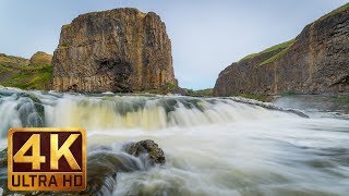 4K Waterfall  5 Hours Running Water White Noise  Nature Relaxation Video  Palouse Falls [upl. by Silvie]